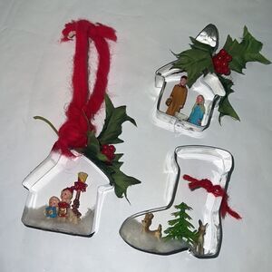 Vintage Antique Handmade ornaments cookie cutters nativity